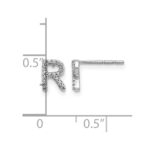 14k White Gold Diamond Initial R Post Earrings - Image 4