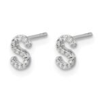 14k White Gold Diamond Initial S Post Earrings - Image 2