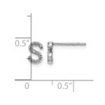 14k White Gold Diamond Initial S Post Earrings - Image 4
