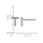 14k White Gold Diamond Initial T Post Earrings - Image 4