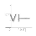 14k White Gold Diamond Initial V Post Earrings - Image 2