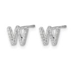 14k White Gold Diamond Initial W Post Earrings - Image 2