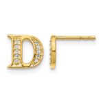 14k Diamond Initial D Post Earrings
