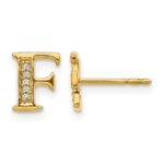14k Diamond Initial F Post Earrings