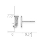 14k White Gold Diamond Initial J Post Earrings - Image 4