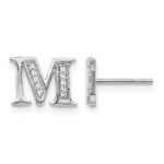 14k White Gold Diamond Initial M Post Earrings