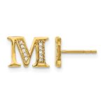 14k Diamond Initial M Post Earrings