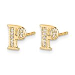 14k Diamond Initial P Post Earrings - Image 2