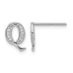 14k White Gold Diamond Initial Q Post Earrings