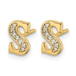 14k Diamond Initial S Post Earrings - Image 2