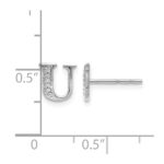 14k White Gold Diamond Initial U Post Earrings - Image 4