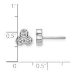 14k White Gold 1/2 carat Diamond 3-stone Bezel Post Earrings - Image 2