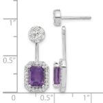 14k White Gold Diamond/Amethyst Front/Back Earrings - Image 4