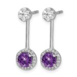14k White Gold Diamond/Amethyst Front/Back Earrings - Image 2
