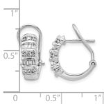 14k White Gold Diamond Omega Back Hoop Earrings - Image 2