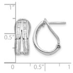 14k White Gold 2-row Baguette Diamond Omega Back Hoop Earrings - Image 2