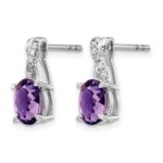 14k White Gold 7x5 Oval February/Amethyst and Diamond Earrings - Image 2