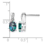 14K White Gold 7x5 Oval June/Lab Created Alexandrite and Diamond Earrings - Image 4
