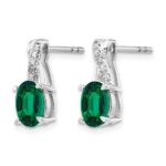 14K White Gold 7x5 Oval May/Lab Created Emerald and Diamond Earrings - Image 2
