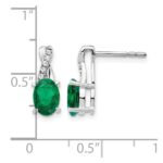 14K White Gold 7x5 Oval May/Lab Created Emerald and Diamond Earrings - Image 4