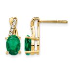 14k 7x5 Oval May/Lab Created Emerald and Diamond Post Earrings
