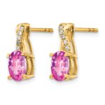 10k Created Pink Sapphire and Diamond Earrings - Image 2