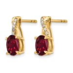 14k 7x5 Oval July/Lab Created Ruby and Diamond Post Earrings - Image 2