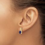 10k Created Sapphire and Diamond Earrings - Image 3