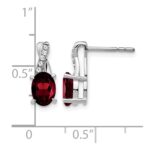 14k White Gold 7x5 Oval January/Garnet and Diamond Earrings - Image 4