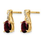 14k 7x5 Oval January/Garnet and Diamond Post Earrings - Image 2