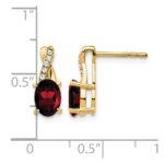 14k 7x5 Oval January/Garnet and Diamond Post Earrings - Image 4