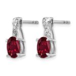 14k White Gold 7x5mm Oval Ruby and Diamond Post Earrings - Image 2