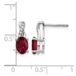 14k White Gold 7x5mm Oval Ruby and Diamond Post Earrings - Image 4