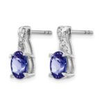 14k White Gold 7x5mm Oval Tanzanite and Diamond Post Earrings - Image 2
