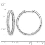 14k White Gold Diamond In/Out Hinged Hoop Earrings - Image 4