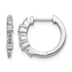 14k White Gold Diamond Hinged Hoop Earrings
