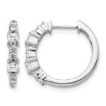 14k White Gold Diamond Hinged Hoop Earrings