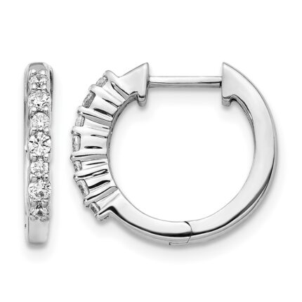 10k White Gold Diamond Hinged Hoop Earrings