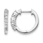 14k White Gold Diamond Hinged Hoop Earrings
