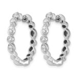 14k White Gold Diamond Hinged Hoop Earrings - Image 2