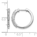 14k White Gold Diamond Hinged Hoop Earrings - Image 4