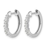 14k White Gold Diamond Hinged Hoop Earrings - Image 2