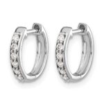 14k White Gold Diamond Hinged Hoop Earrings - Image 2