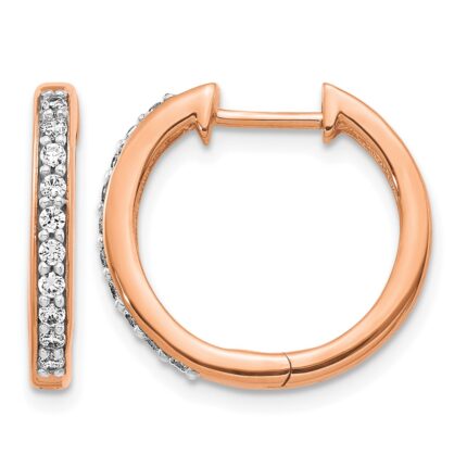14k Rose Gold Diamond Hinged Hoop Earrings