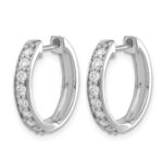 14k White Gold Diamond Hinged Hoop Earrings - Image 2