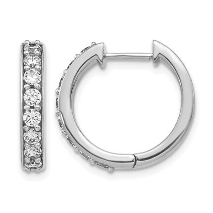 10k White Gold Diamond Hinged Hoop Earrings