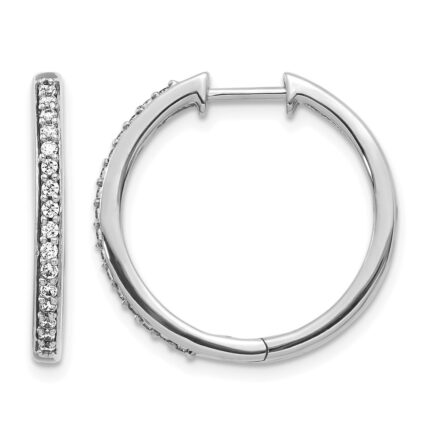 10k White Gold Diamond Hinged Hoop Earrings