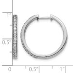 14k White Gold Diamond Hinged Hoop Earrings - Image 4