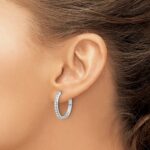 10k White Gold Diamond Hinged Hoop Earrings - Image 3