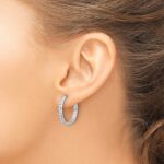 14k White Gold Diamond Hinged Hoop Earrings - Image 3